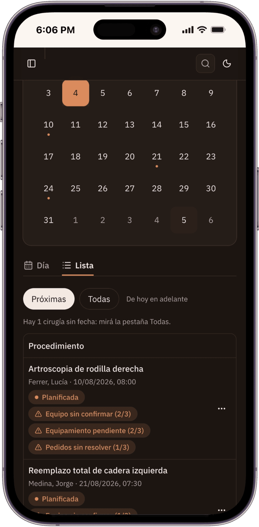 Las cirugías desde el celular, con lo que falta cerrar de cada una.